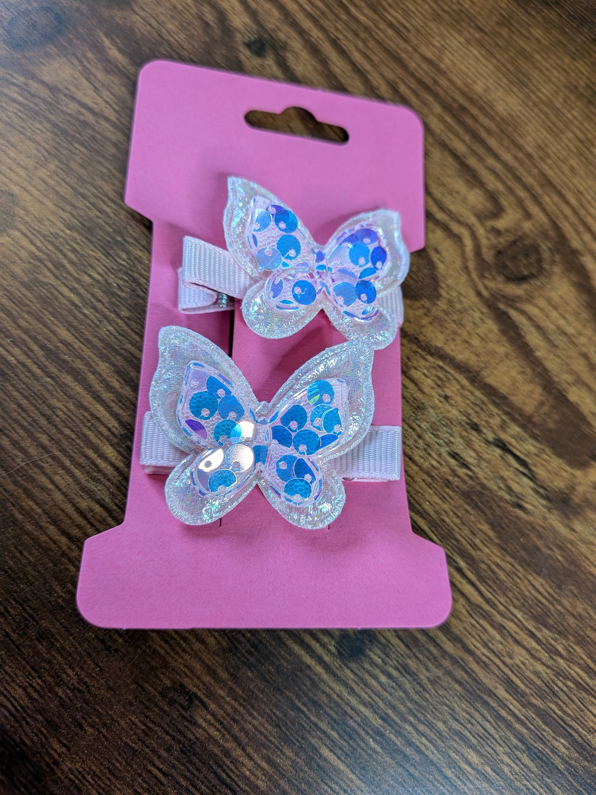 Baby Pink Colour Shifting Sequin Butterfly Hair Clip