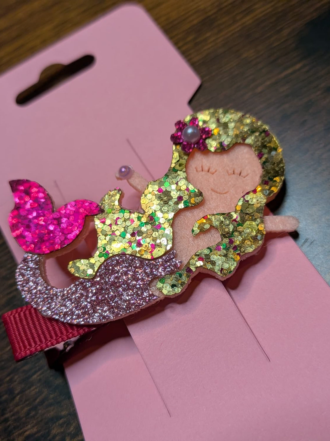 Gold & Pink Mermaid Hair Clip