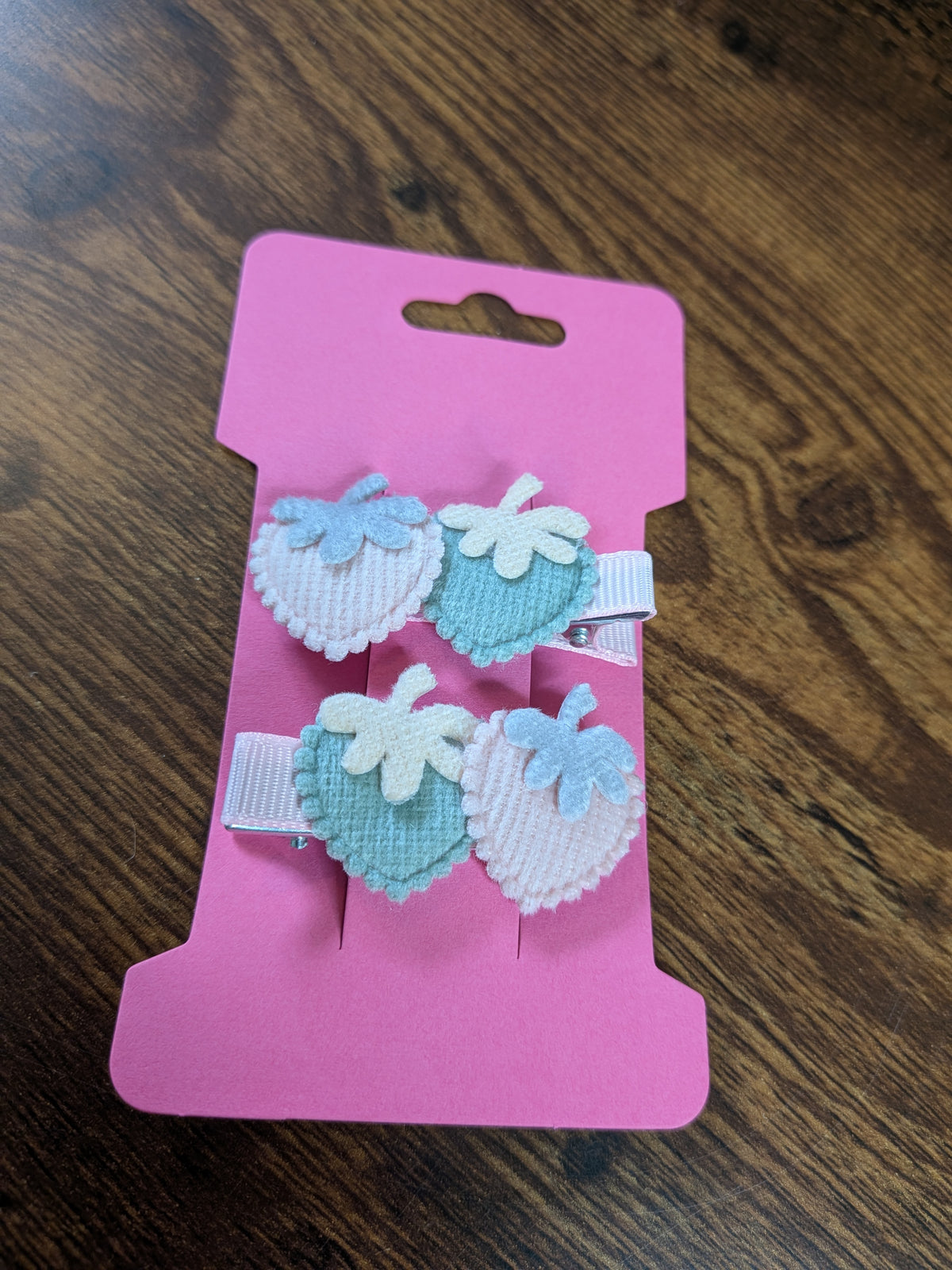 Baby Pink & Green Strawberry Hair Clip