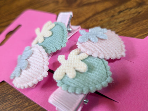 Baby Pink & Green Strawberry Hair Clip