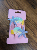Rainbow Shell & Purple Starfish Hair Clip