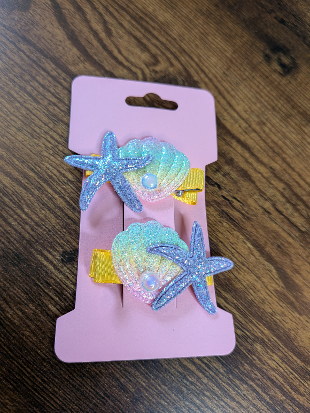 Rainbow Shell & Purple Starfish Hair Clip