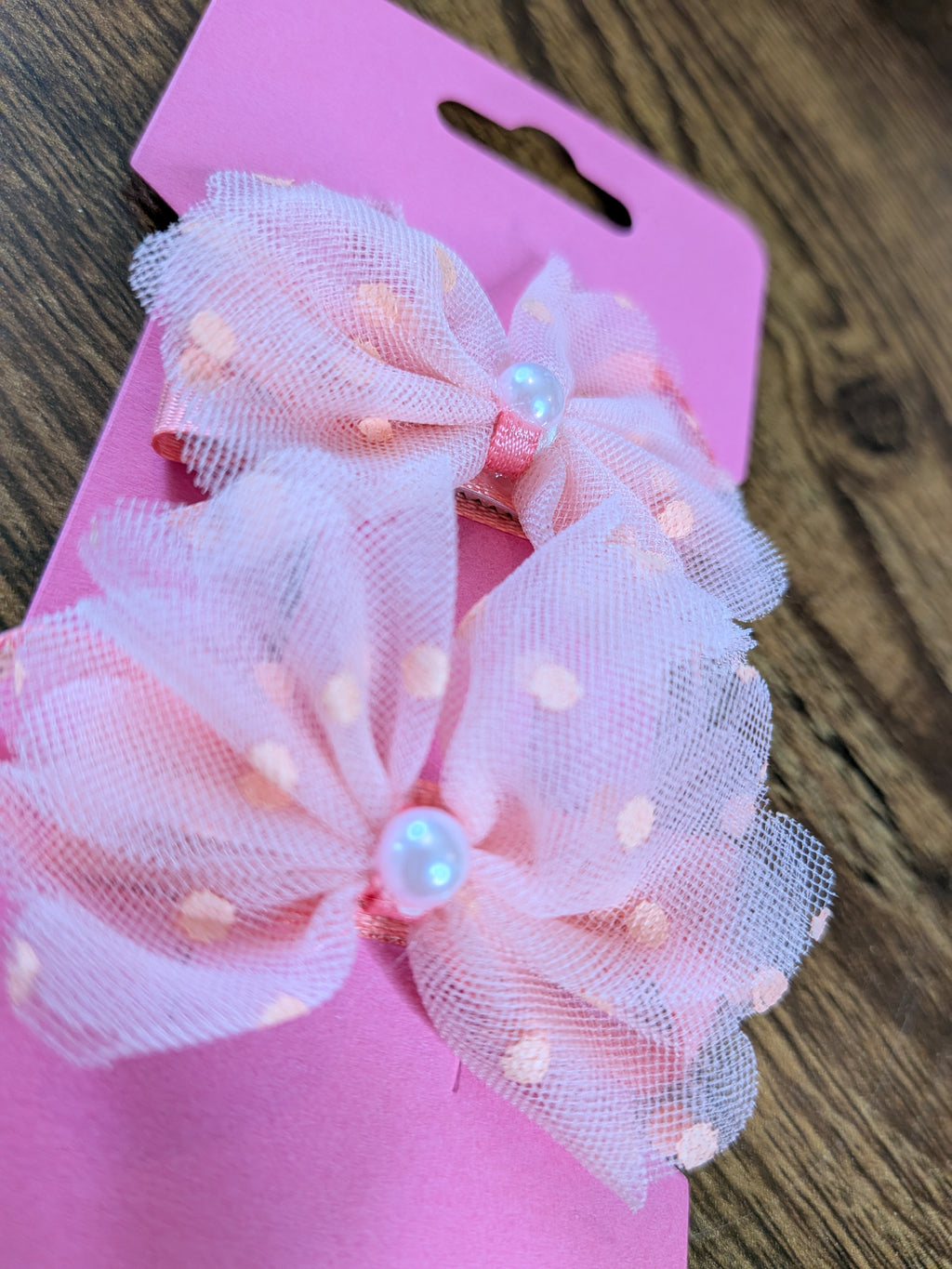 Baby Pink Tulle & Ribbon Bow Hair Clip
