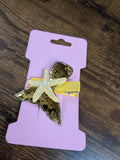 Sparkly Gold Mermaid Tail & Yellow Starfish Hair Clip