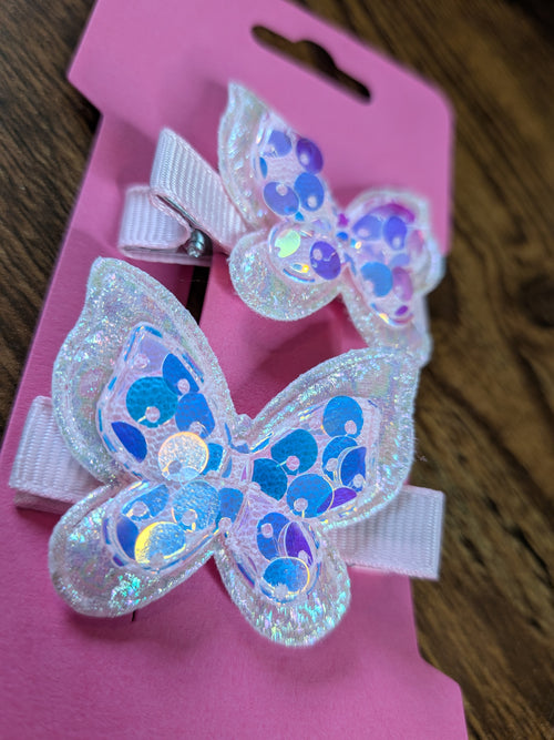 Baby Pink Colour Shifting Sequin Butterfly Hair Clip