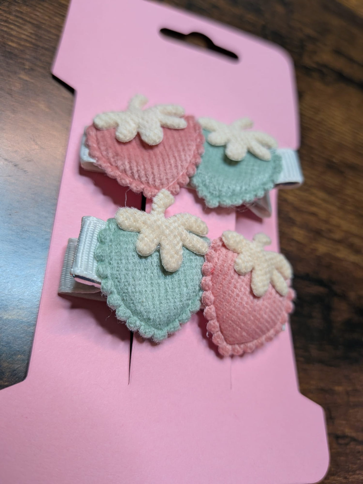 Pale Pink & Pale Green Strawberry Hair Clip
