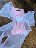 Starry Shimmer Organza Bow & Baby Pink Shell Hair Clip