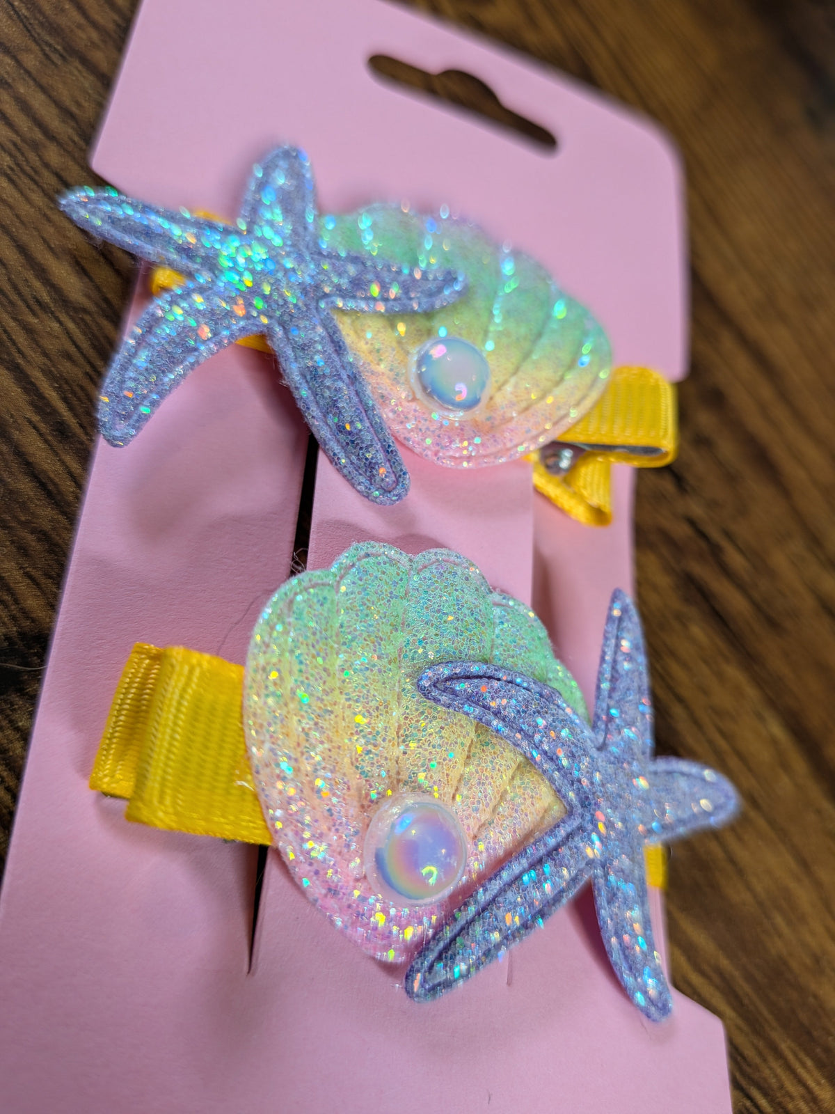 Rainbow Shell & Purple Starfish Hair Clip