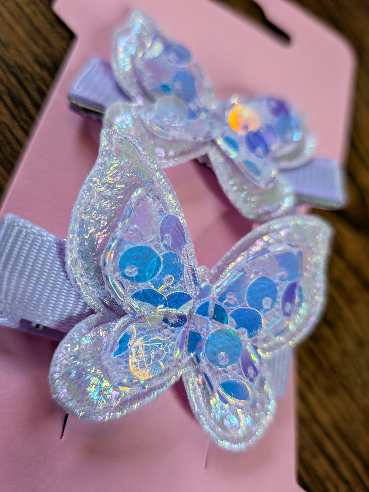 Lavender Colour Shifting Sequin Butterfly Hair Clip