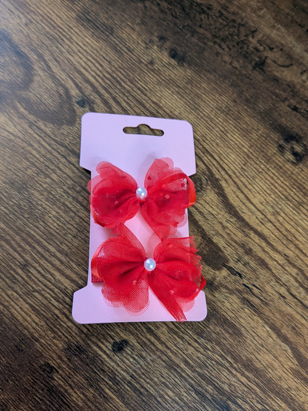 Red Tulle & Ribbon Bow Hair Clip