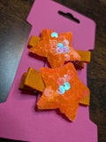 Orange Colour Shifting Sequin Star Hair Clip