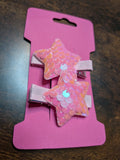 Light Pink Colour Shifting Sequin Star Hair Clip