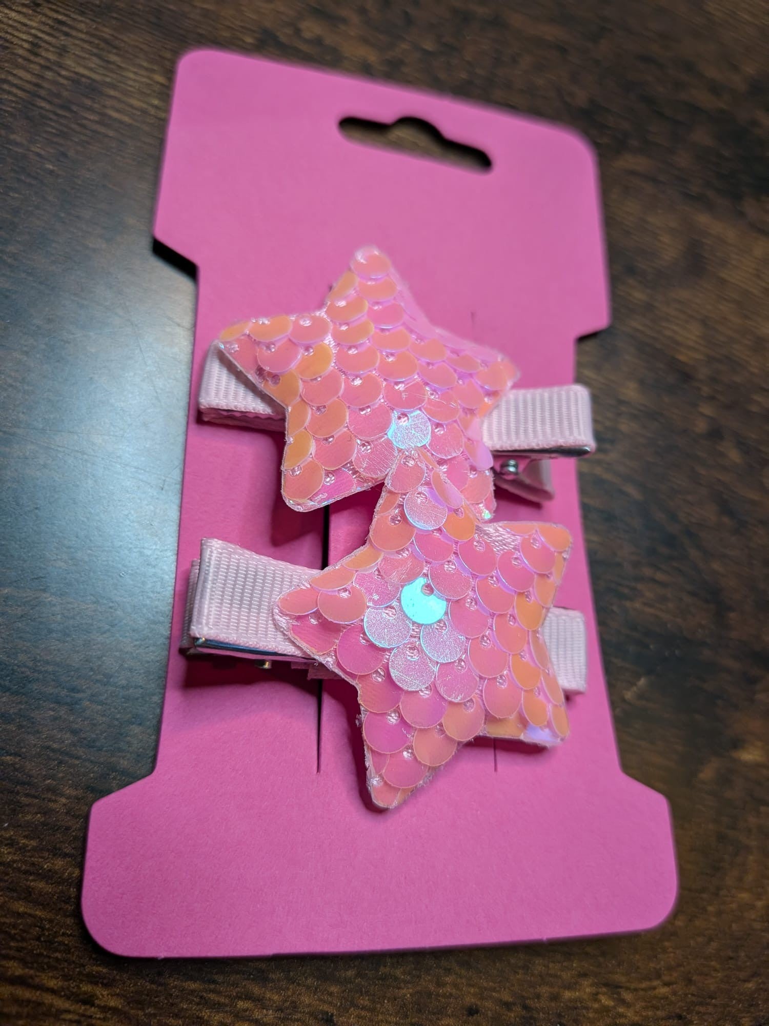 Light Pink Colour Shifting Sequin Star Hair Clip