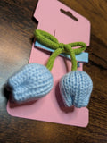 Blue Crochet Tulip Hair Clip