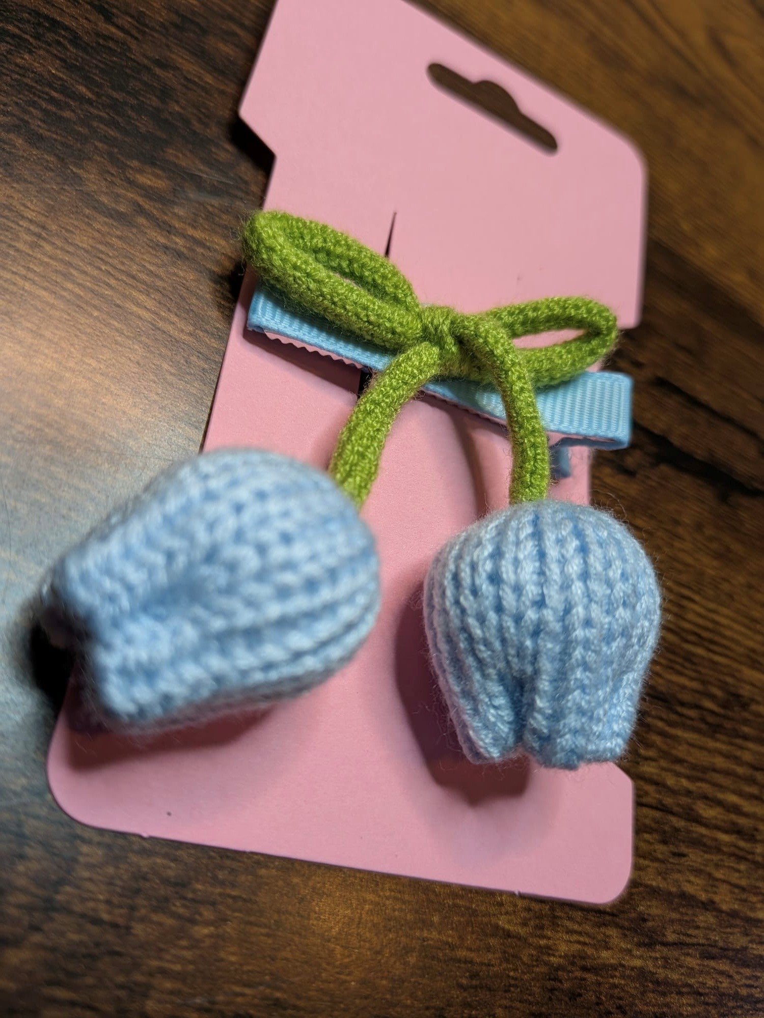 Blue Crochet Tulip Hair Clip